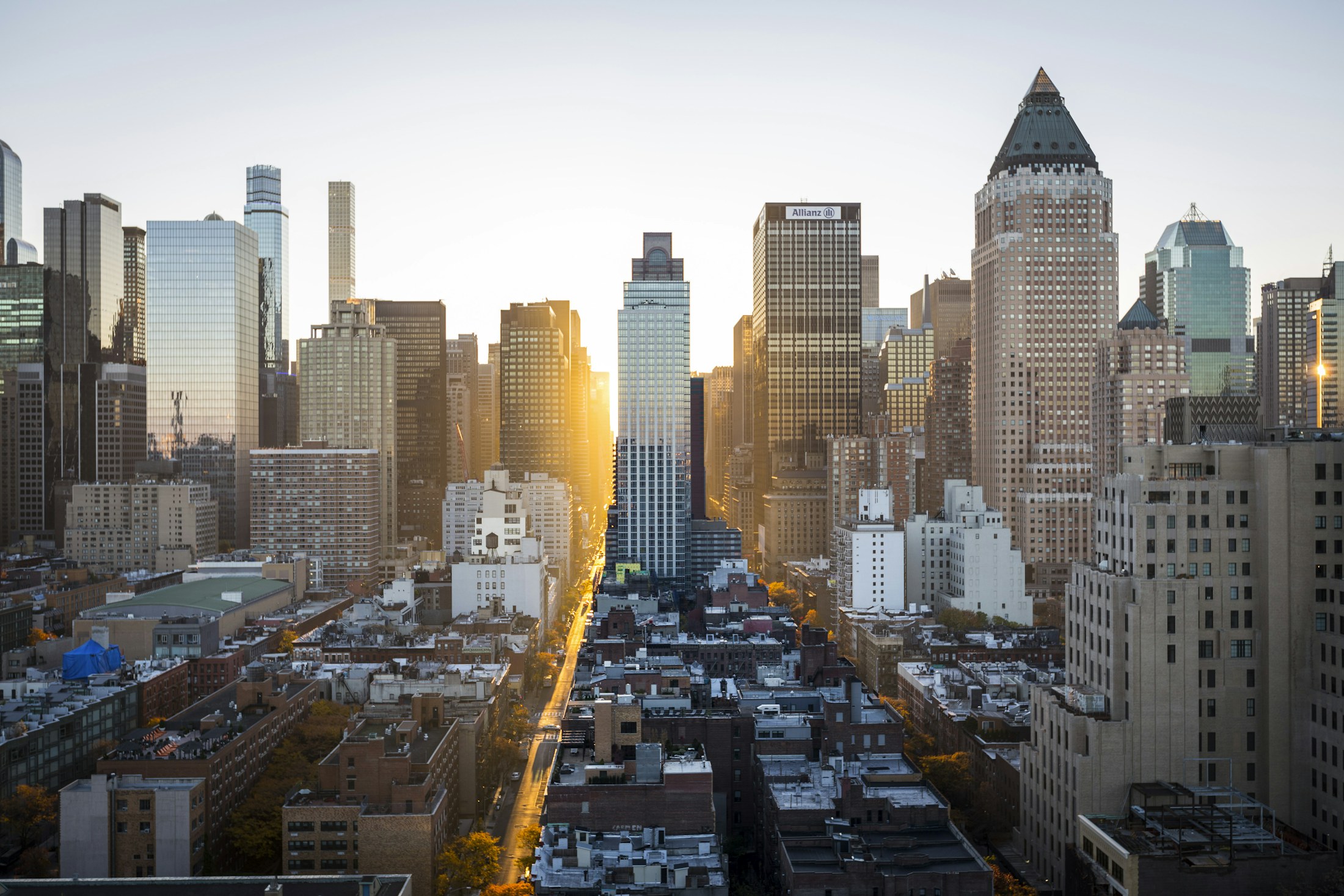City skyline at dusk — investment and financial services
